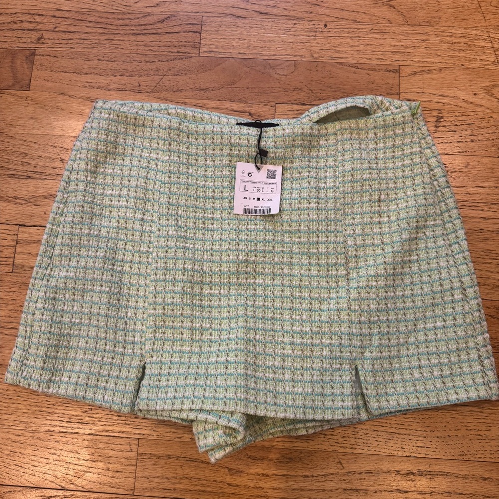 NWT Zara Green Tweed Skort L - Picture 3 of 5